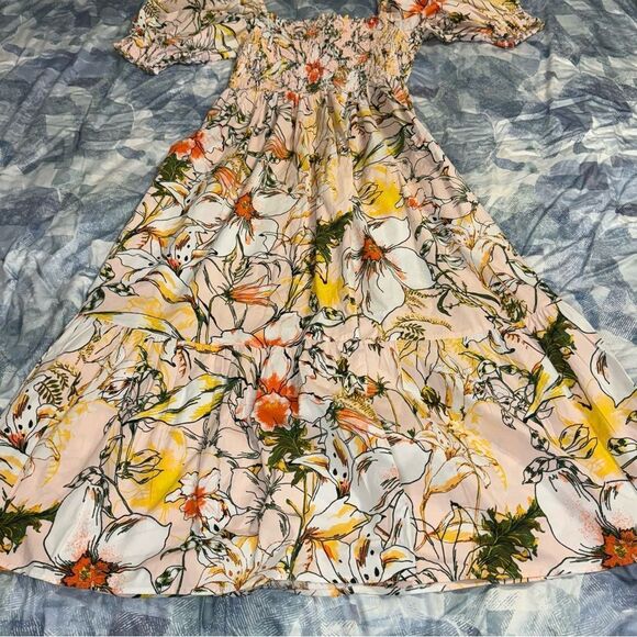 INC International Concepts Smocked Puff-Sleeve Midi Dress - Picture 6 of 10